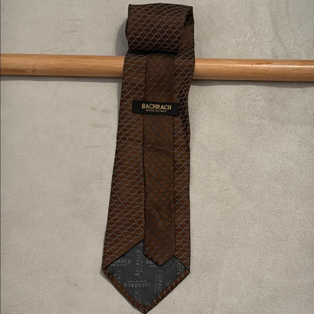 Bachrach Brown Textured Silk Tie made in‎ Italy